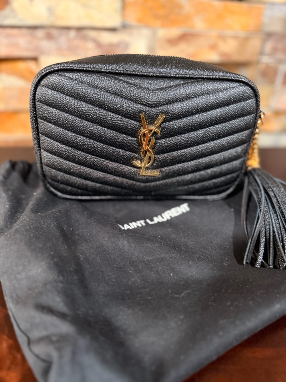 Saint Laurent Black Quilted Camera Crossbody with Gold YSL Logo - Picture 5 of 11